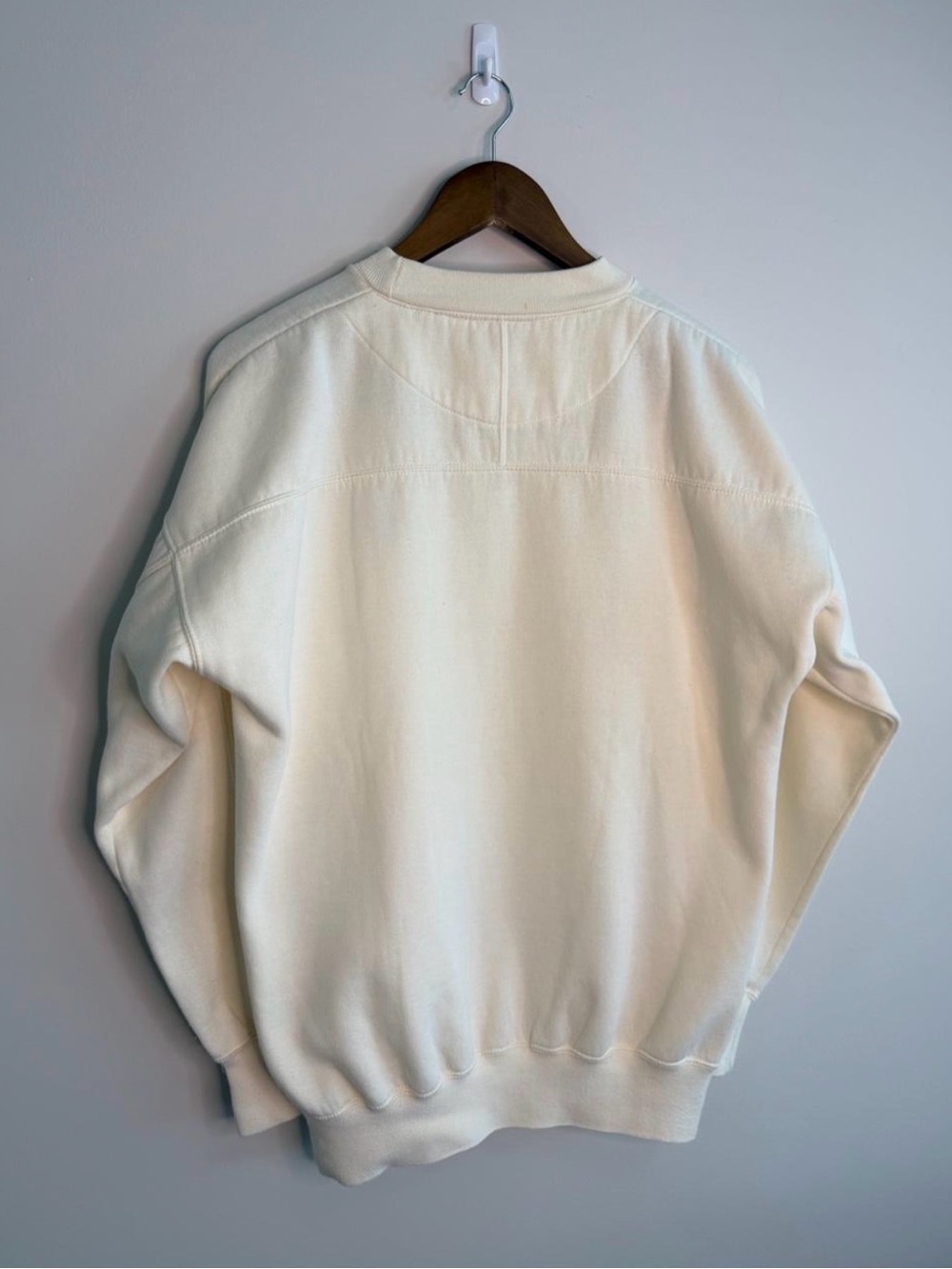 Vintage Deer Ridge Embroidered Crewneck Sweatshirt Cream Fleece Lined | Large - Picture 3 of 7